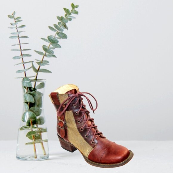 Durango World Traveler Lacer Oak Brown Vintage Leather Canvas Lace-Up Bo… - Picture 2 of 10